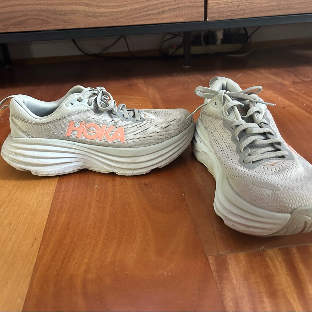 Gray and Pink Hokas - Bondi 8, Women’s Size 7